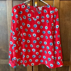 JCrew Poppy print Pullover Blouse